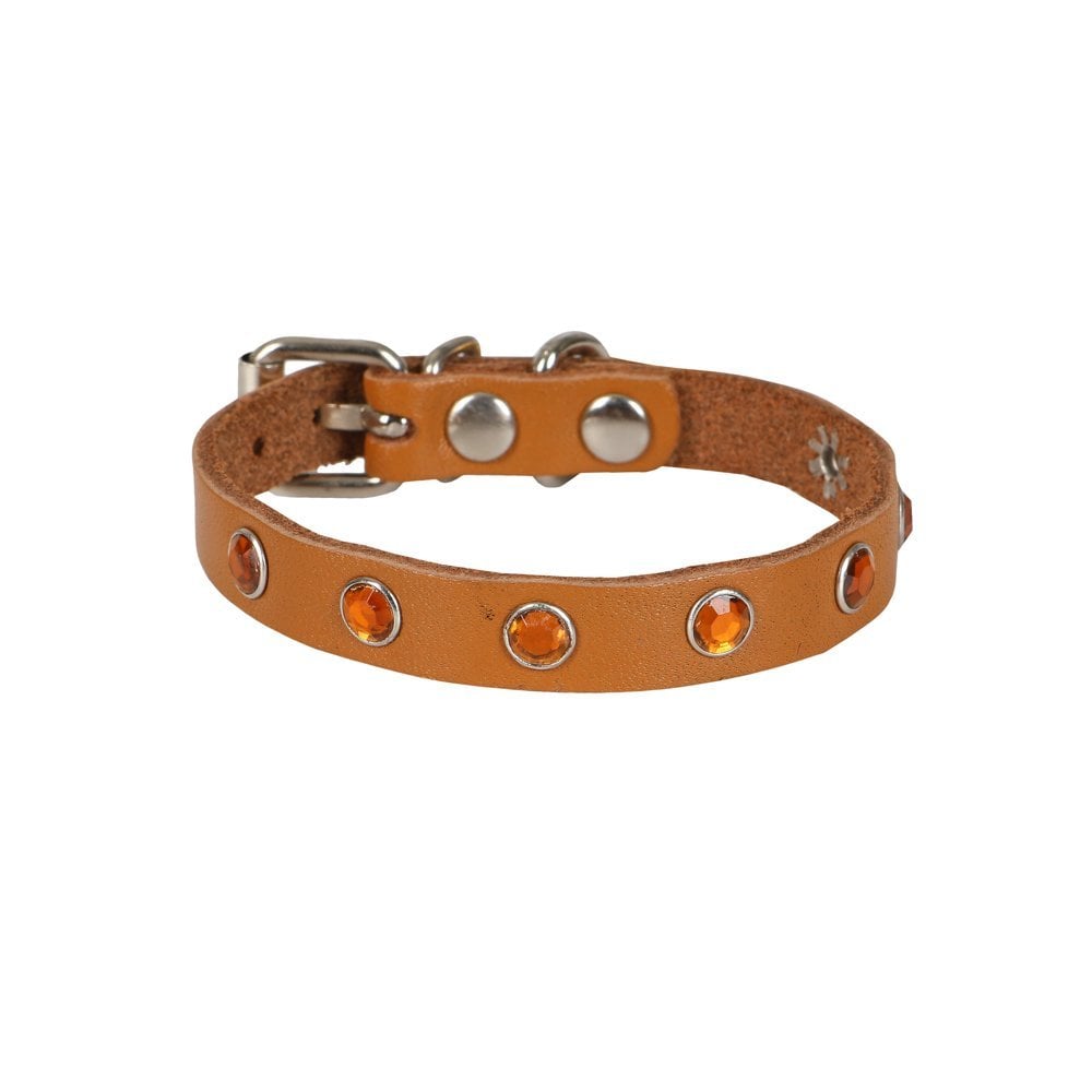 Cattie Rhinestone Leather Cat Collar 1x18-22cm