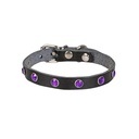 Cattie Rhinestone Leather Cat Collar 1x21-25cm