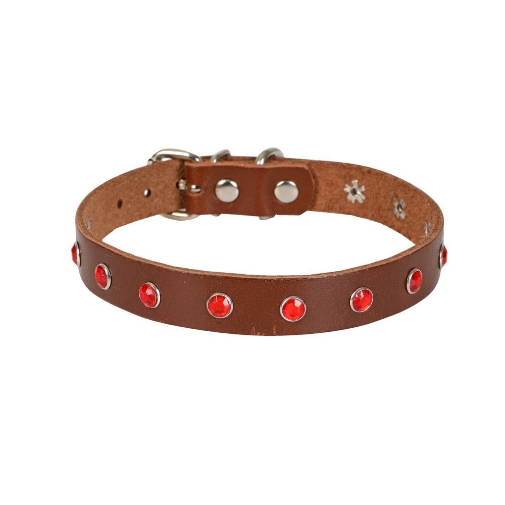 Cattie Taşlı Deri Kedi Tasması 1.5x28-32cm