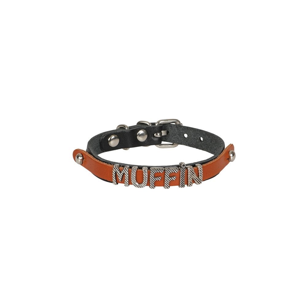 [NKT10MBLACK] Cattie İsimlikli Deri Kedi Tasması 1x21-25cm (Siyah)