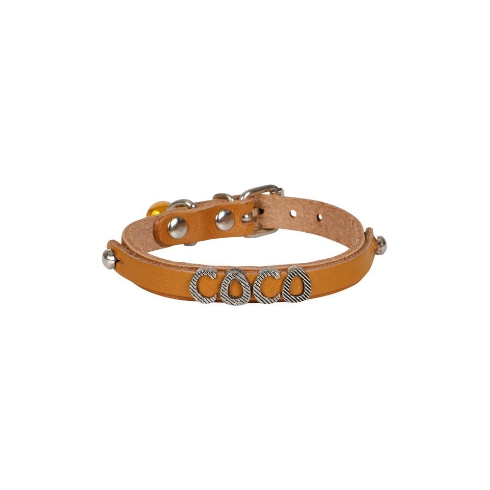 Cattie Nameplate Leather Cat Collar 1x21-25cm
