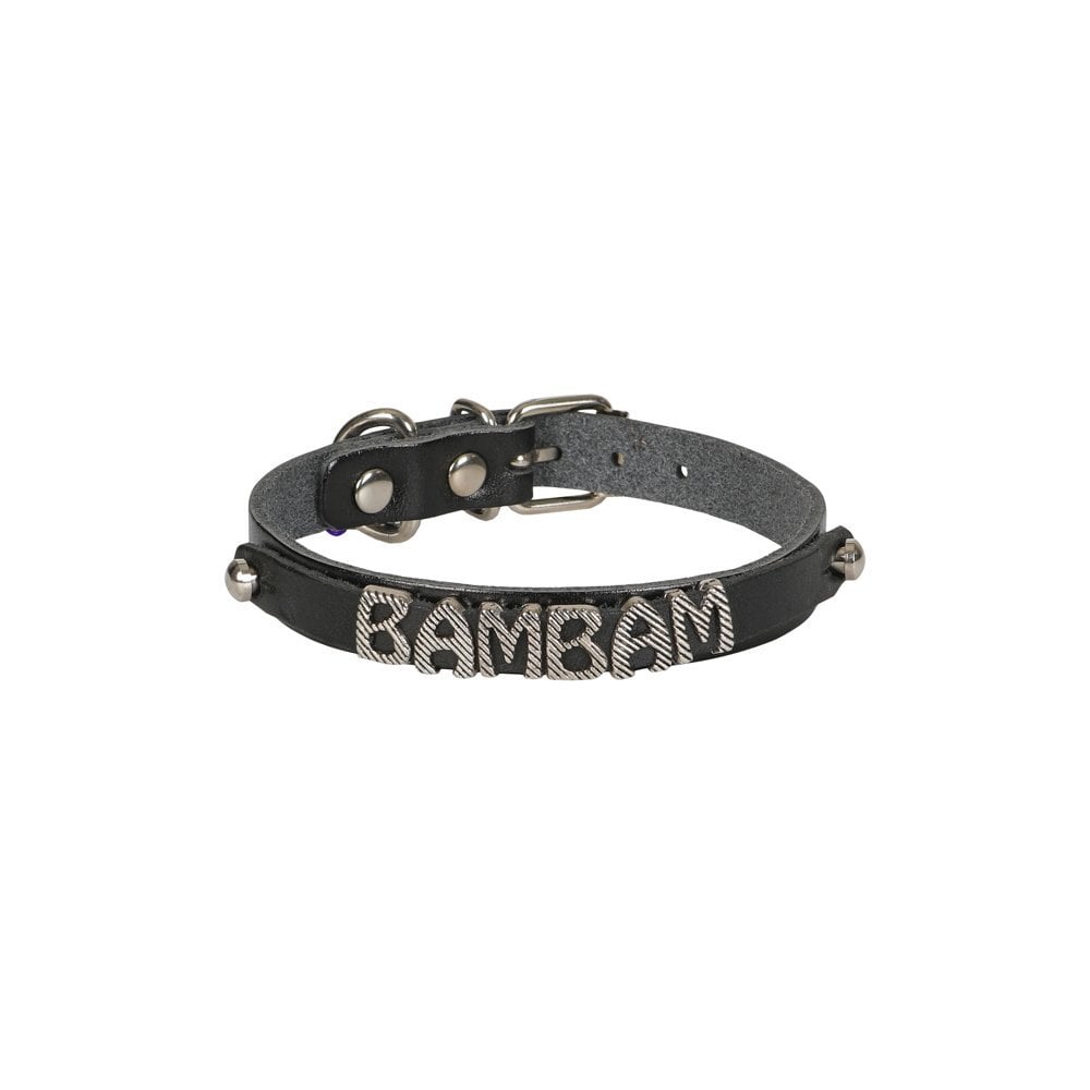 [NKT12LBLACK] Cattie İsimlikli Deri Kedi Tasması 1.2x25-29cm (Siyah)