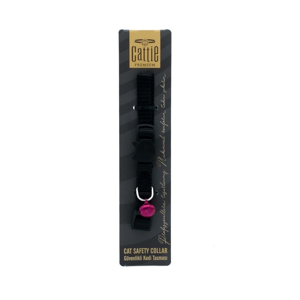 [KBTBLACK] Cattie Safety Buckle Webbing Cat Collar 1x15-25cm (Black)