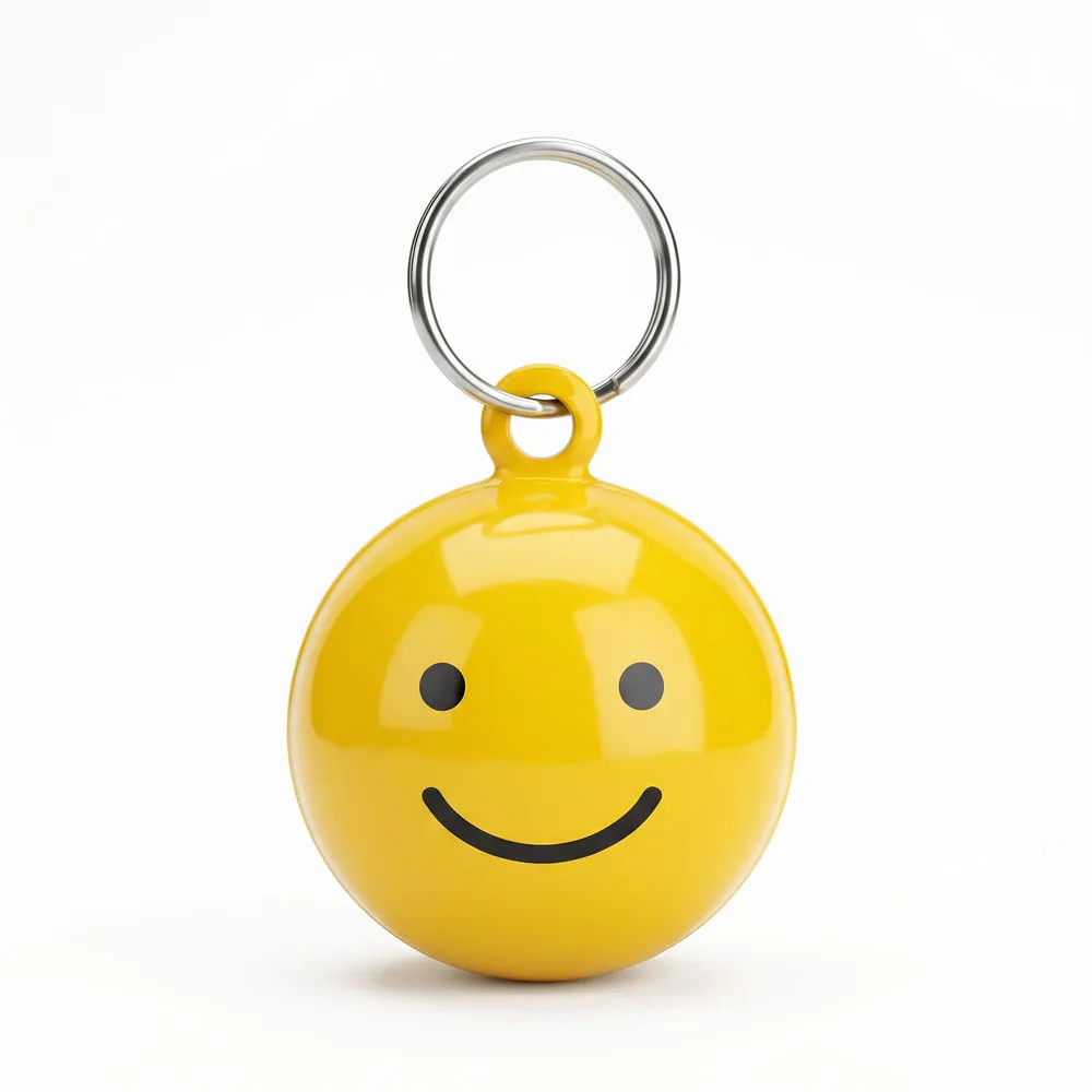 [ZILSMILEYELLOW] Smiling Face Brass Cat Bell 20mm