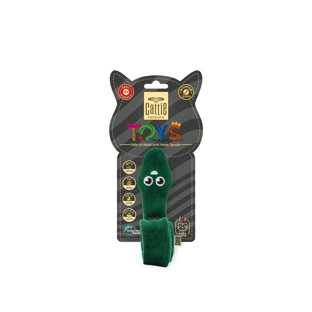 [CTOY33YILAN] Cattie Snake Plush Cat Toy With Silvervine 33cm