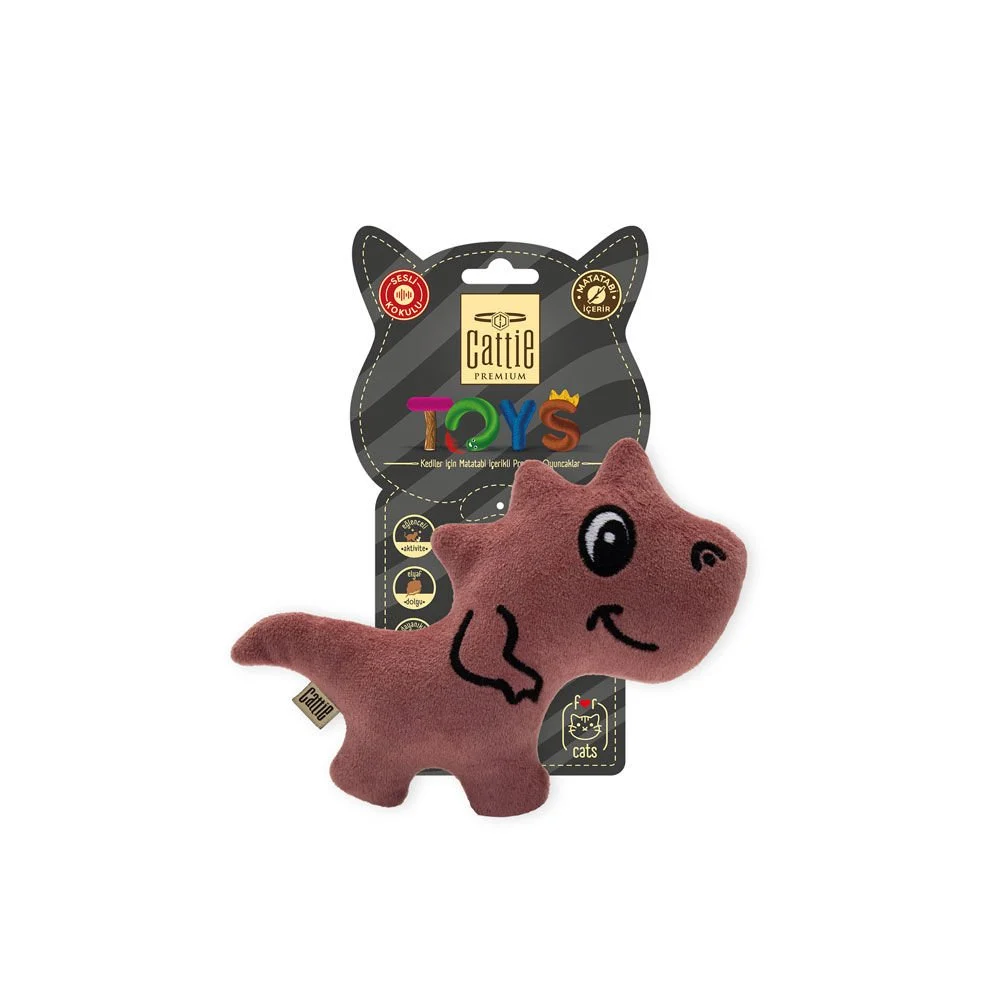 Cattie T Rex Plush Cat Toy With Silvervine 15cm