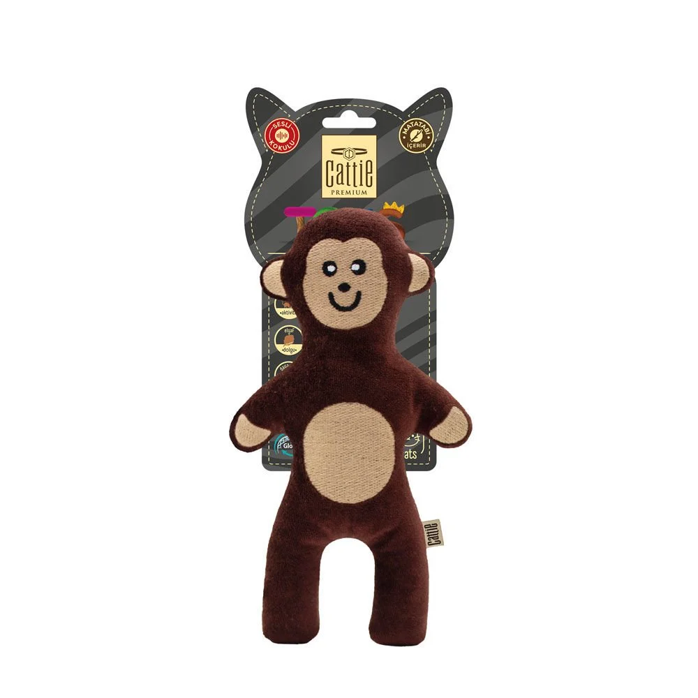[CTOY20MAYMUN] Cattie Monkey Plush Cat Toy With Silvervine 20cm