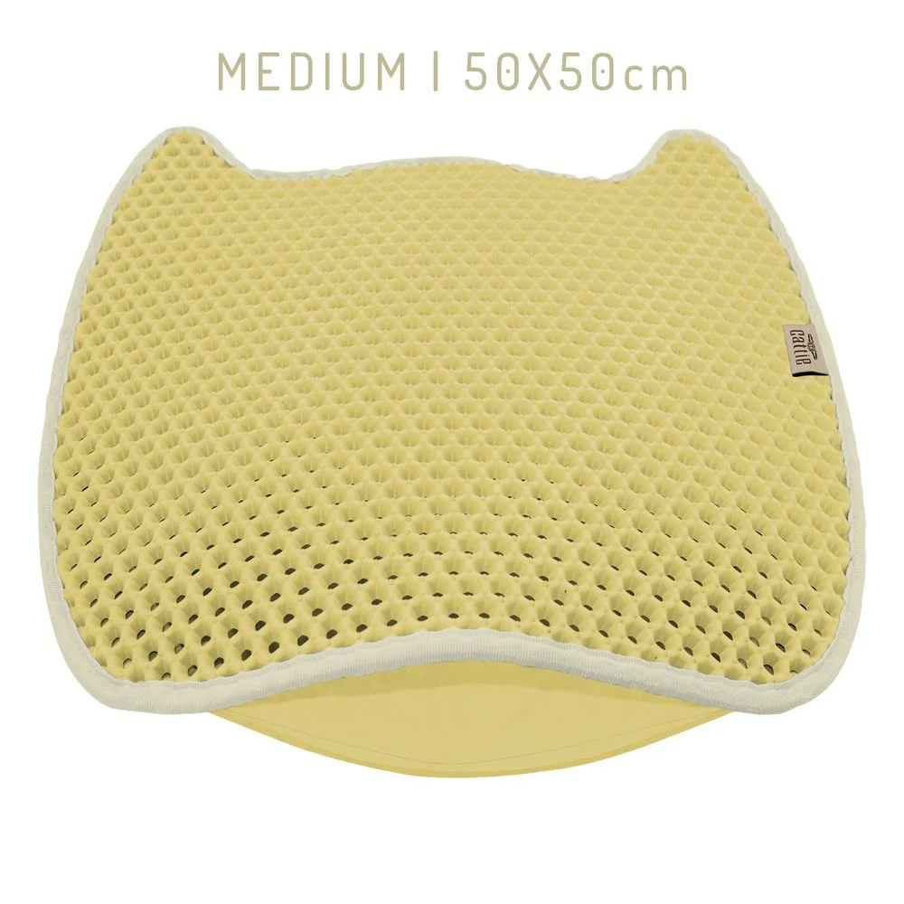 [CATMATMBEIGE] Cattie Grooved EVA Cat Litter Mat 50x50cm (Beige)