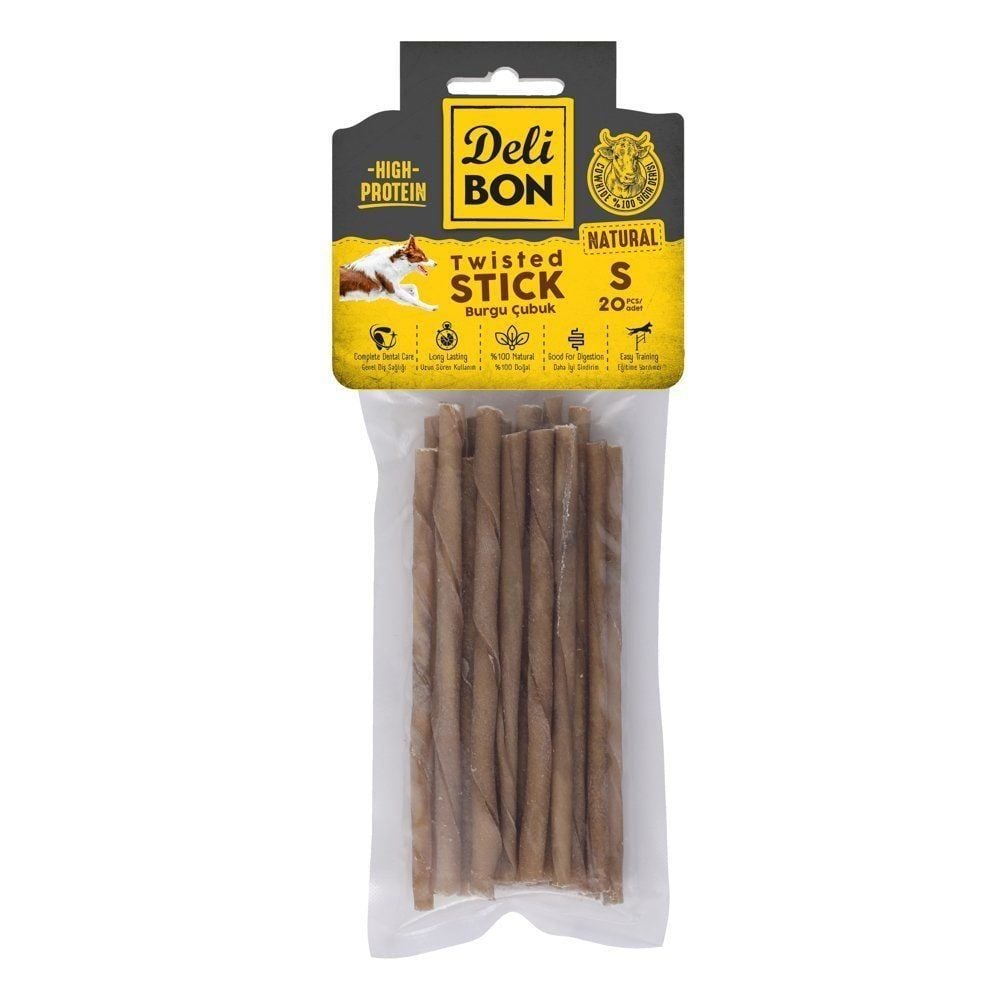 Delibon Rawhide Thin Twisted Stick Dog Treat 20 pcs
