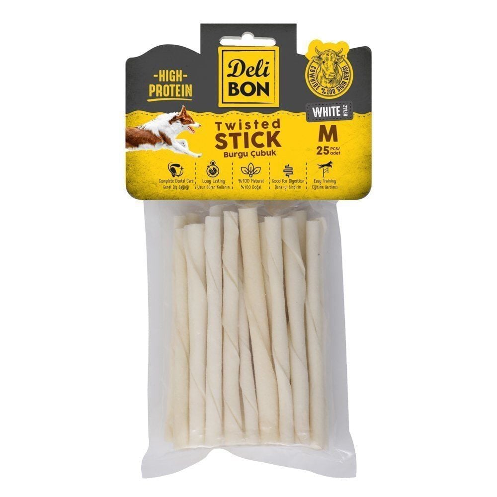 [EKO25MWHITE] Delibon Burgu Çubuk Köpek Ödül Maması Kalın 25 Adet (Beyaz)