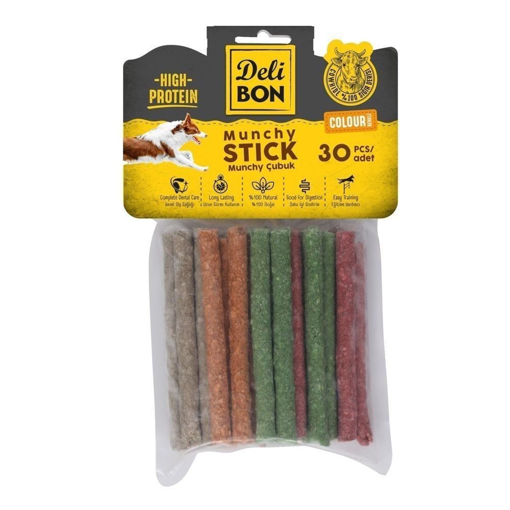 [EKO30MUNCHYMIXCOLOR] Delibon Munchy Çubuk Köpek Ödül Maması Kalın 30 Adet