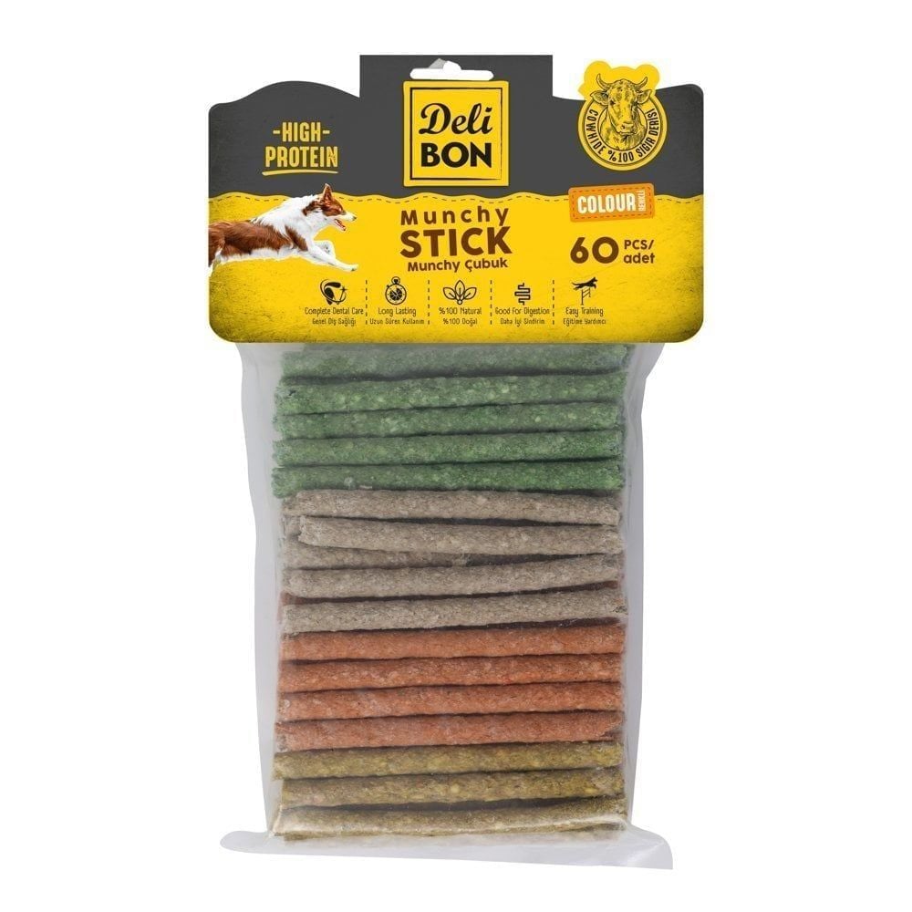 [EKO60MUNCHYMIXCOLOR] Delibon Munchy Çubuk Köpek Ödül Maması Kalın 60 Adet