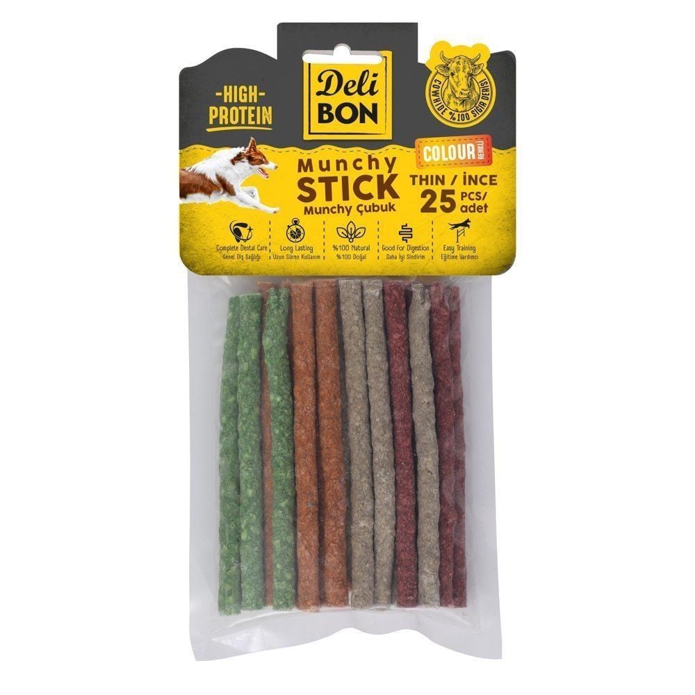 [EKO25MUNCHYMIXCOLOR] Delibon Munchy Çubuk Köpek Ödül Maması İnce 25 Adet