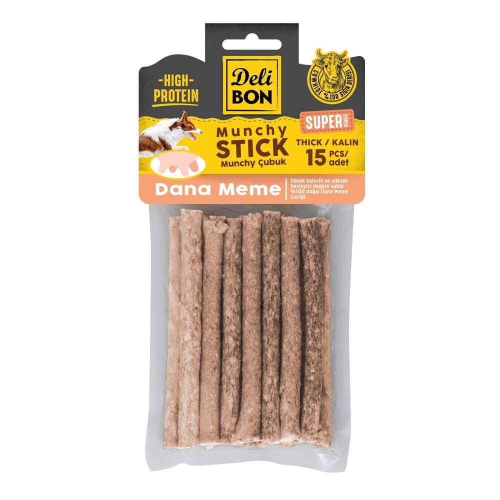 [SUPER15MUNCHYMEME] Delibon Rawhide Beef Udder Thick Munchy Stick Dog Treat 15 pcs
