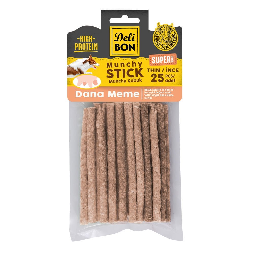 [SUPER25MUNCHYMEME] Delibon Rawhide Beef Udder Thin Munchy Stick Dog Treat 25 pcs