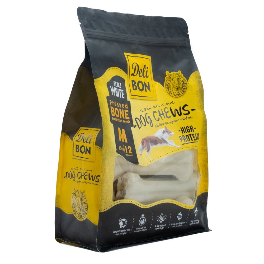 [BLK12MWHITE] Delibon Rawhide Dog Treat 15cm 12 pcs (White)