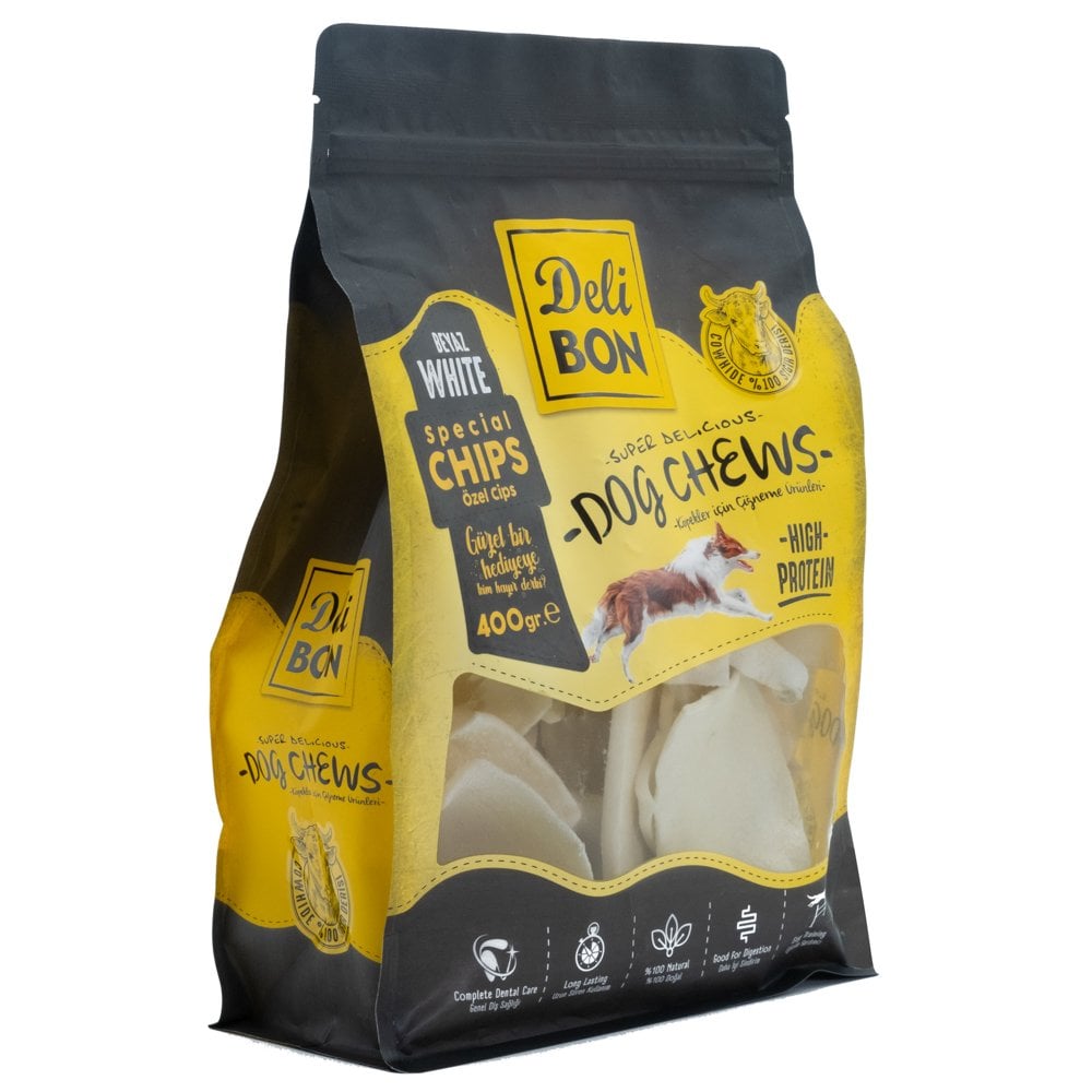 [BLK400CIPSWHITE] Delibon Rawhide Chips Dog Treat 400g (White)