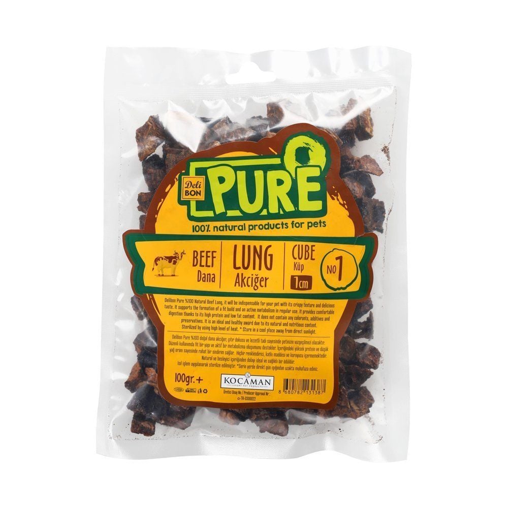 [DNACGR1CMKUP] Delibon Beef Lung Dog Treat 1cm Cube 100g
