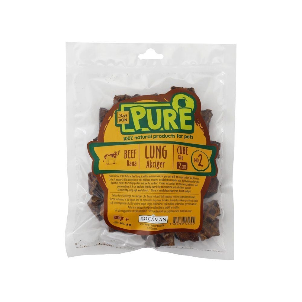 [DNACGR2CMKUP] Delibon Beef Lung Dog Treat 2cm Cube 100g