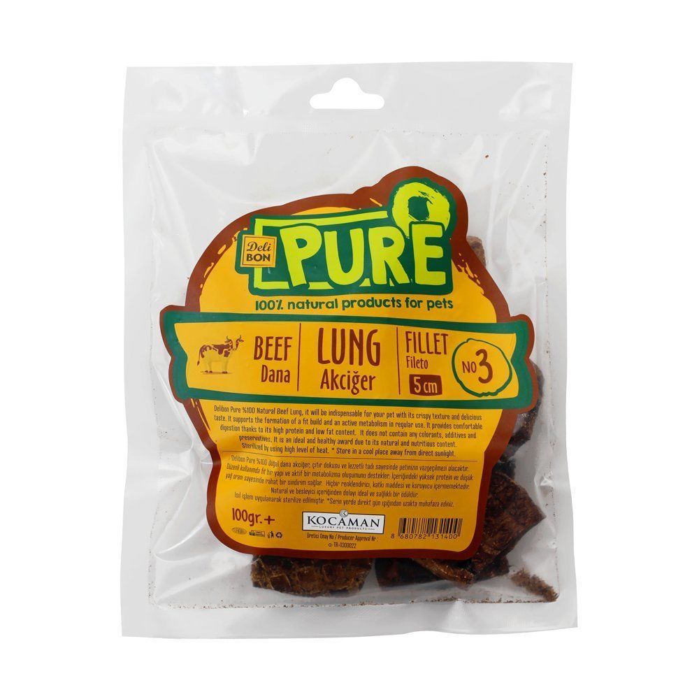 [DNACGR5CMFILETO] Delibon Beef Lung Dog Treat 5cm Fillet 100g