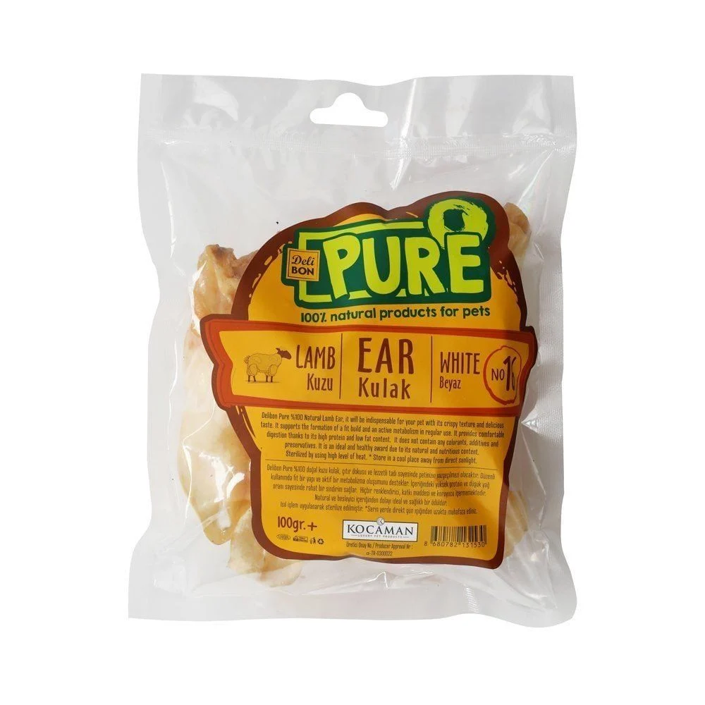 [KZUKLKBEYAZ] Delibon Lamb Ear Dog Treat 100g