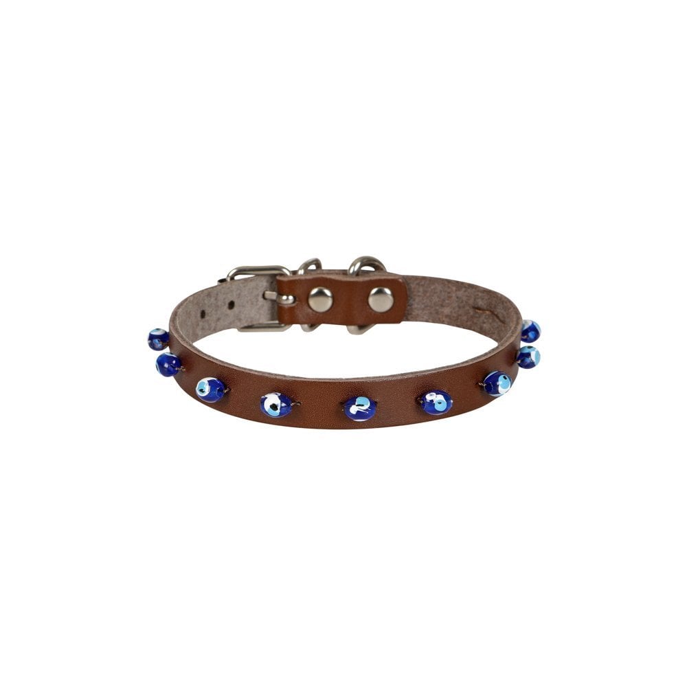 Cattie Boncuklu Deri Kedi Tasması 1.2x25-29cm