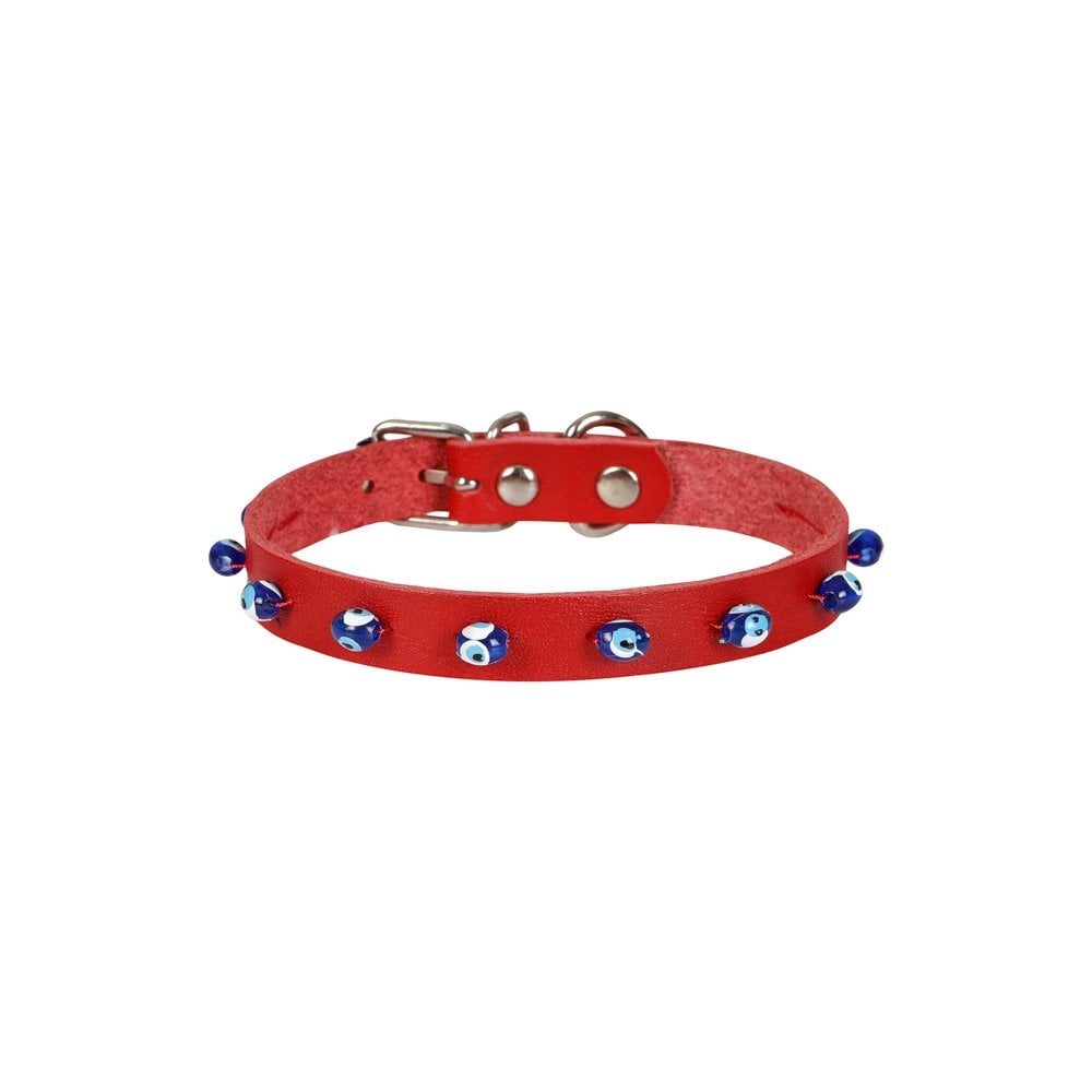 Cattie Boncuklu Deri Kedi Tasması 1.2x25-29cm