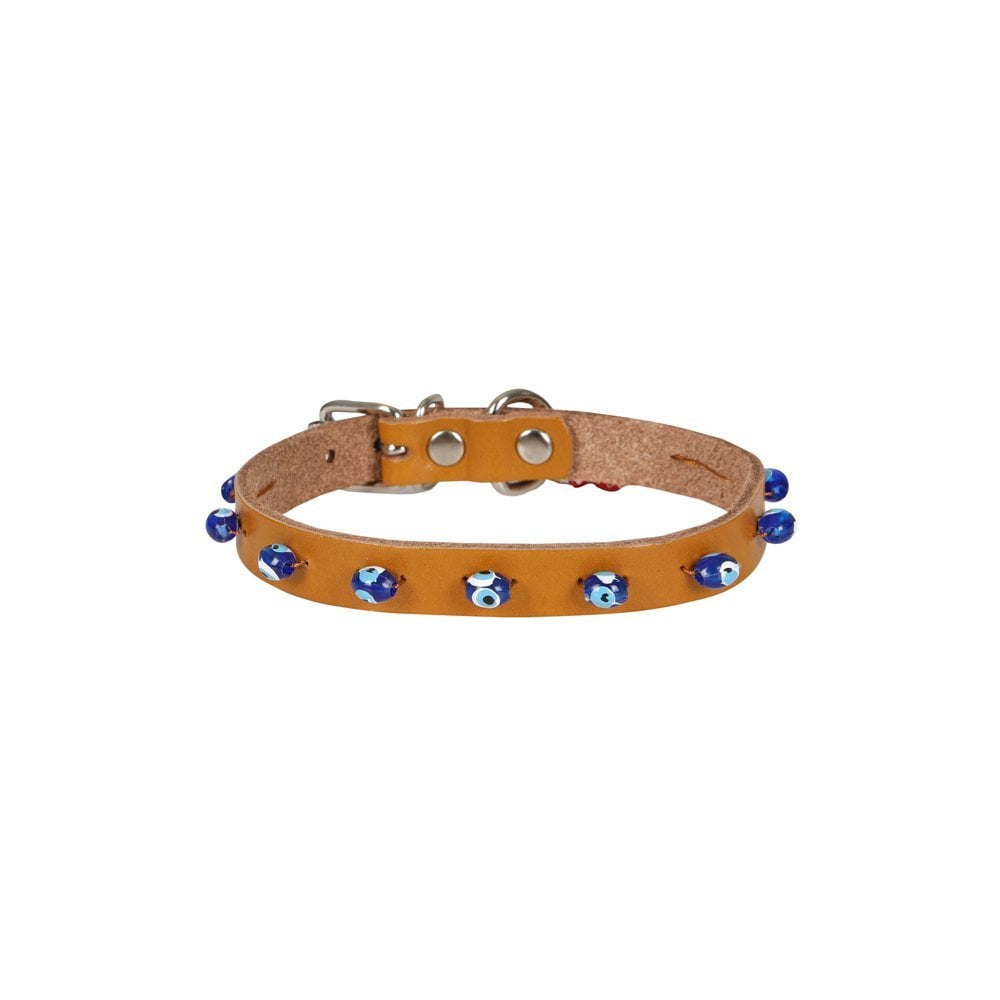 Cattie Boncuklu Deri Kedi Tasması 1.2x25-29cm