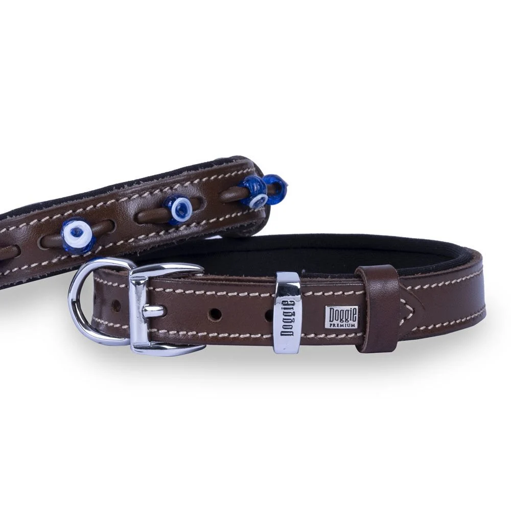 Doggie Nazar Boncuklu Deri Köpek Tasması 2x30-35cm