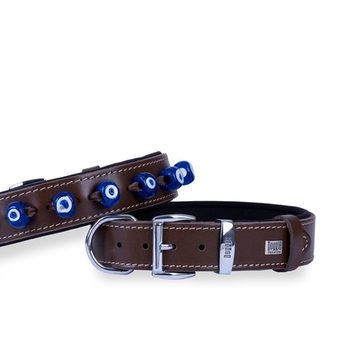 Doggie Nazar Boncuklu Deri Köpek Tasması 3.5x47-55cm