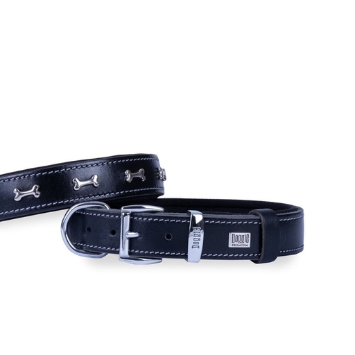 Doggie Kemik Süslü Deri Köpek Tasması 2.5x37-45cm